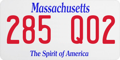 MA license plate 285QO2