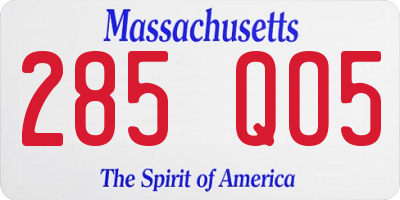 MA license plate 285QO5