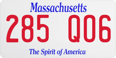 MA license plate 285QO6