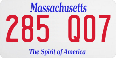 MA license plate 285QO7