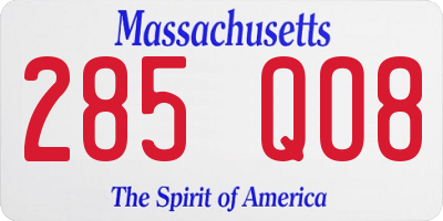 MA license plate 285QO8