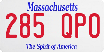 MA license plate 285QP0