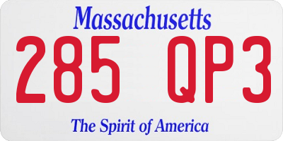 MA license plate 285QP3