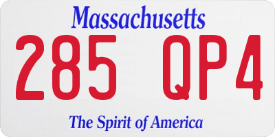 MA license plate 285QP4
