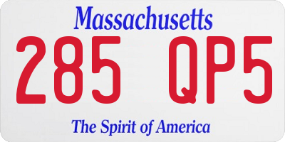 MA license plate 285QP5