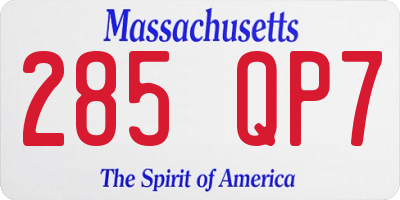 MA license plate 285QP7