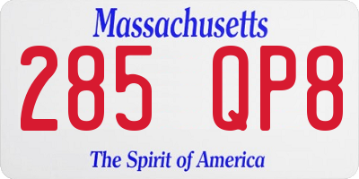 MA license plate 285QP8