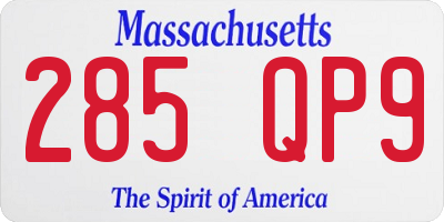 MA license plate 285QP9