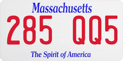 MA license plate 285QQ5