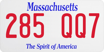 MA license plate 285QQ7