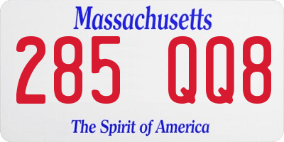 MA license plate 285QQ8