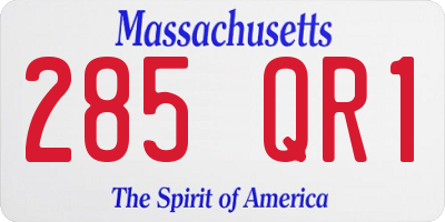 MA license plate 285QR1