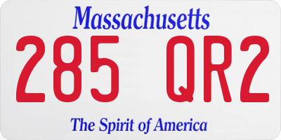 MA license plate 285QR2