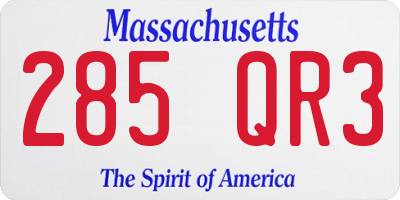 MA license plate 285QR3