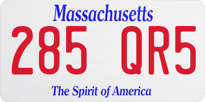 MA license plate 285QR5