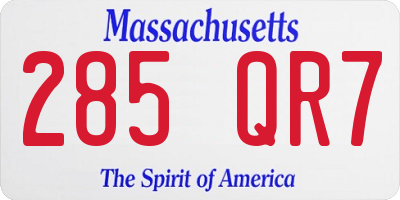 MA license plate 285QR7