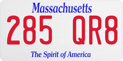 MA license plate 285QR8