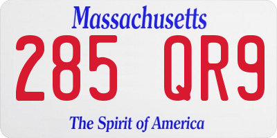 MA license plate 285QR9