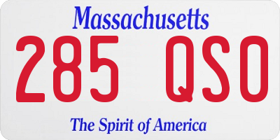 MA license plate 285QS0