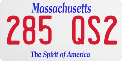 MA license plate 285QS2