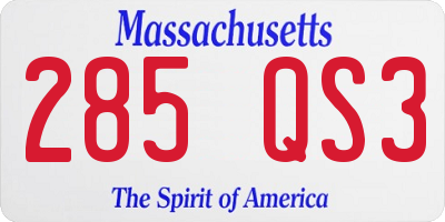 MA license plate 285QS3