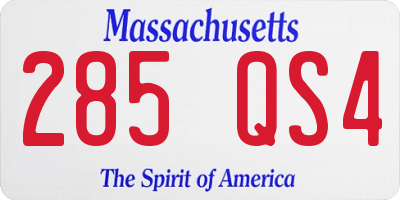 MA license plate 285QS4