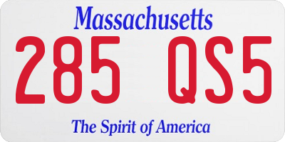 MA license plate 285QS5
