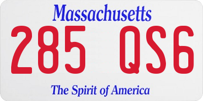MA license plate 285QS6