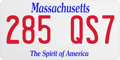 MA license plate 285QS7