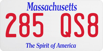 MA license plate 285QS8