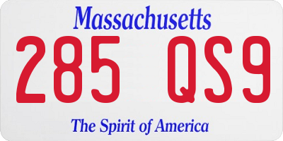 MA license plate 285QS9