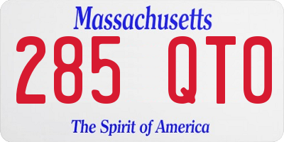 MA license plate 285QT0