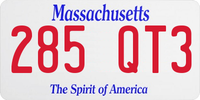 MA license plate 285QT3