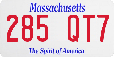 MA license plate 285QT7