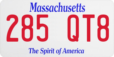 MA license plate 285QT8