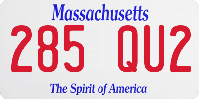 MA license plate 285QU2