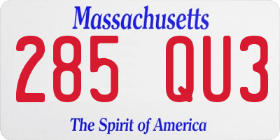 MA license plate 285QU3