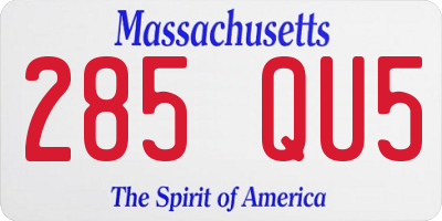 MA license plate 285QU5
