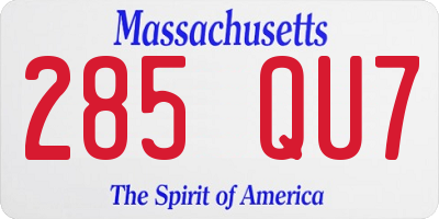 MA license plate 285QU7