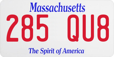 MA license plate 285QU8