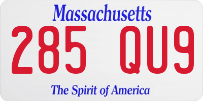 MA license plate 285QU9