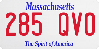 MA license plate 285QV0
