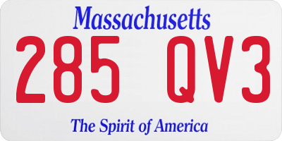 MA license plate 285QV3
