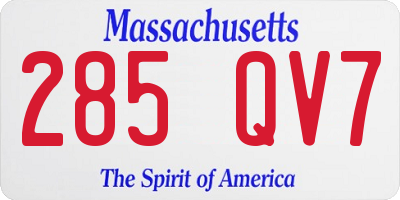 MA license plate 285QV7