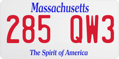MA license plate 285QW3