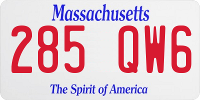 MA license plate 285QW6
