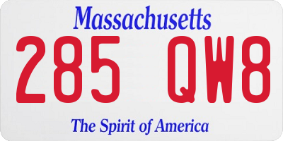 MA license plate 285QW8
