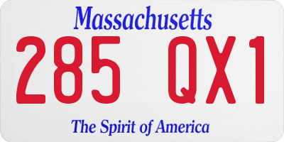 MA license plate 285QX1