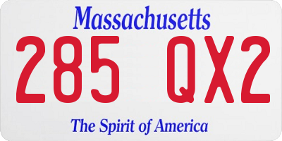 MA license plate 285QX2