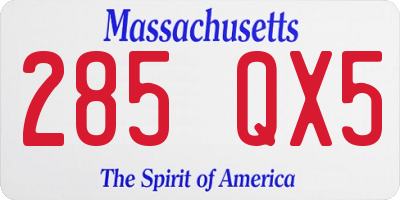 MA license plate 285QX5